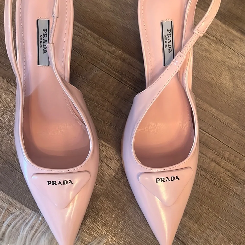 Prada | Shoes | Prada Brushed Leather Slingback Pumps Pink | Poshmark